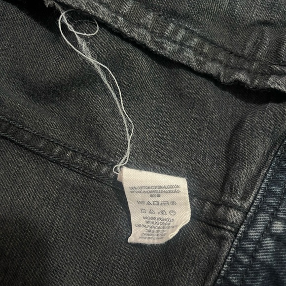 Free People Denim Jacket Hooded Black and Cream Knit Jacket Size Medium - Picture 15 of 16